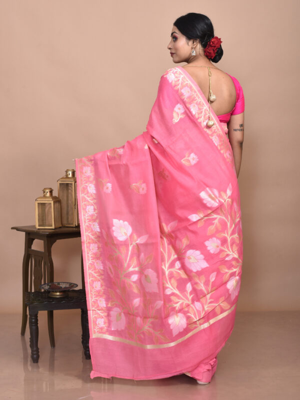 Pink Banaras Cotton Saree - Image 2