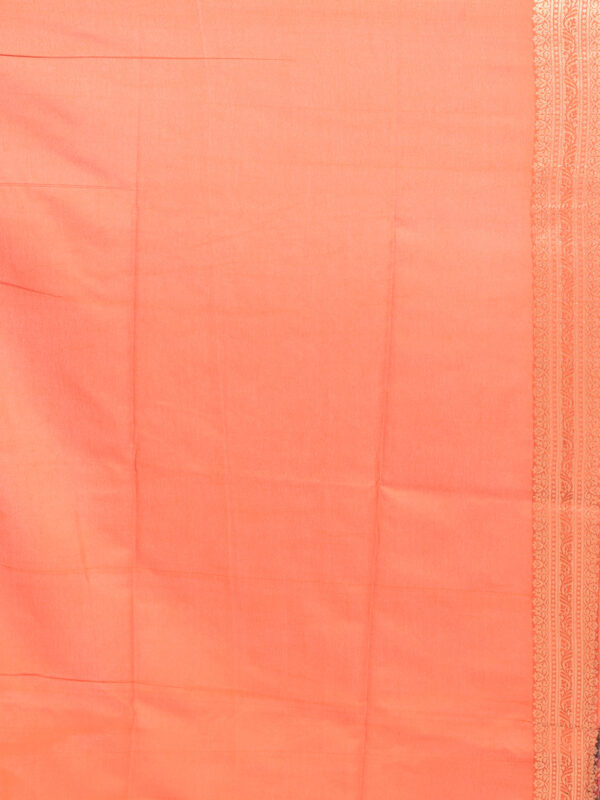 Orange Banaras Digital Print Zari Saree - Image 7