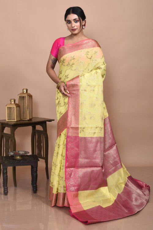 Yellow Banaras Cotton Saree