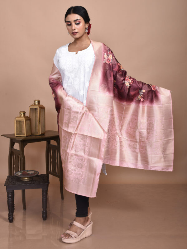 Brown Digital Print Banarasi Dupatta