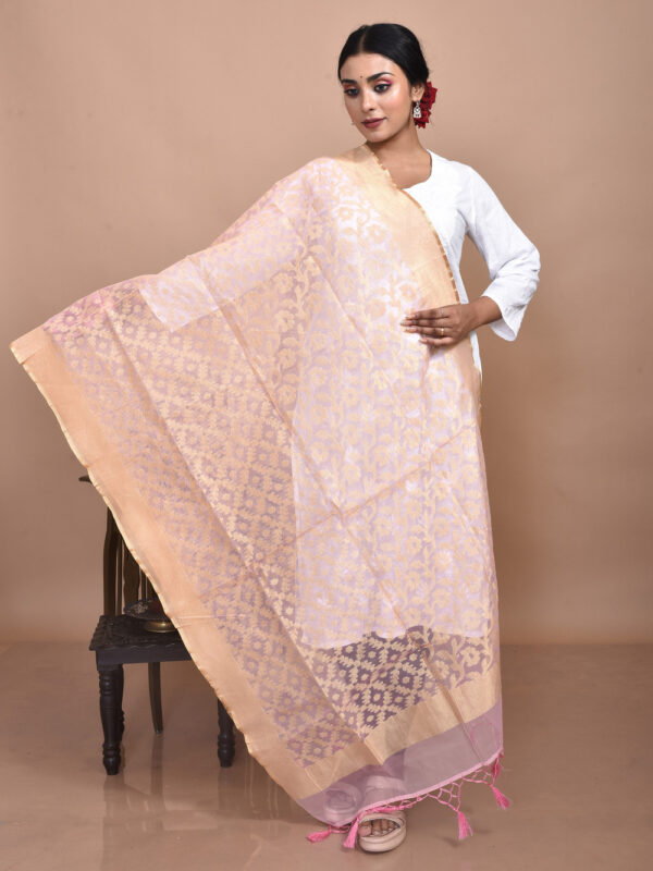 Peach Tissue Banarasi Dupatta - Image 4