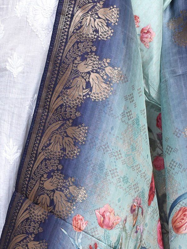 Navy Blue Digital Print Banarasi Dupatta - Image 5
