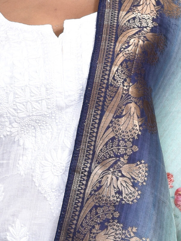 Navy Blue Digital Print Banarasi Dupatta - Image 6