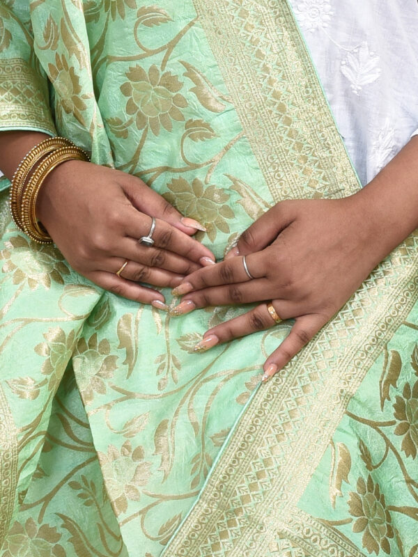 Green Floral Banarasi Dupatta - Image 6