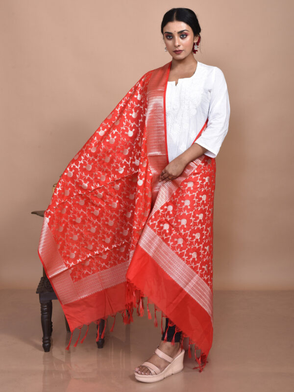 Red Minakari Banarasi Dupatta - Image 3