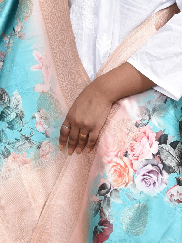 Sea Green Digital Print Banarasi Dupatta - Image 5