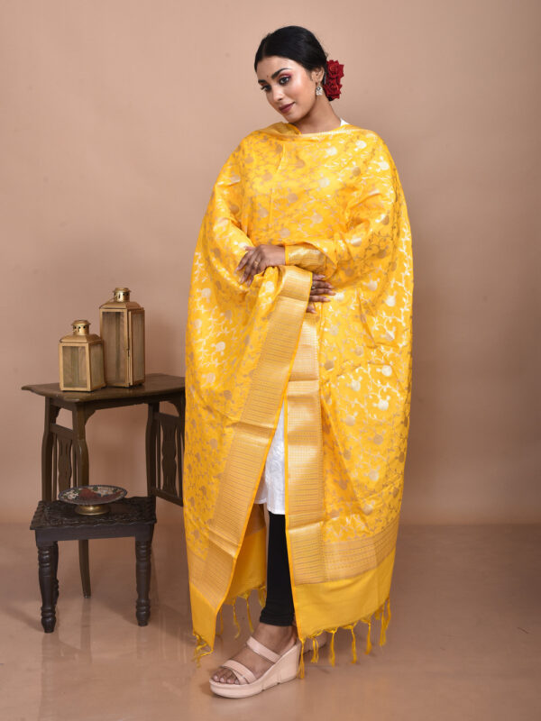 Yellow Minakari Banarasi Dupatta - Image 2