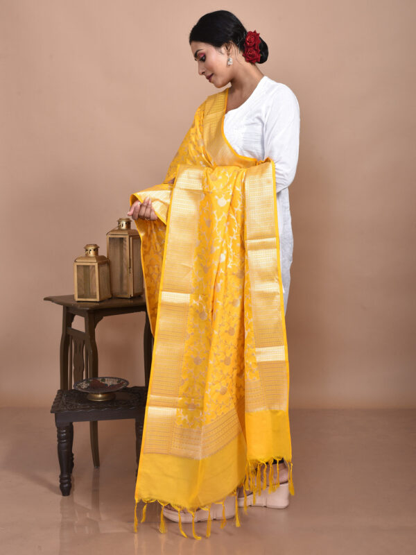 Yellow Minakari Banarasi Dupatta - Image 3