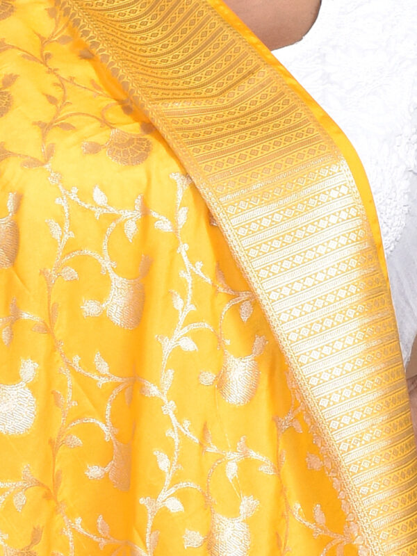 Yellow Minakari Banarasi Dupatta - Image 6