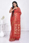 Red Dhakai Muslin Zari Saree