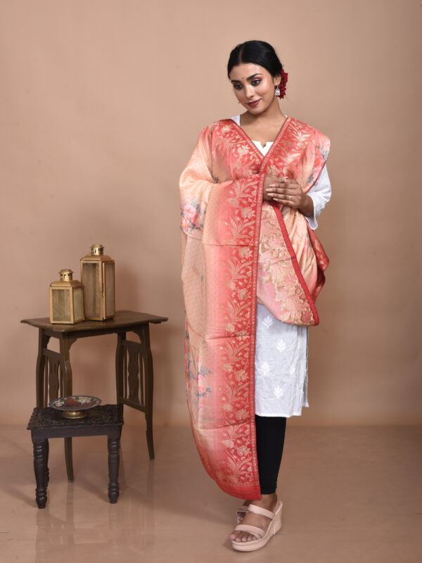 Orange Digital Print Banarasi Dupatta