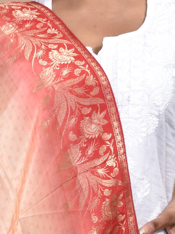 Orange Digital Print Banarasi Dupatta - Image 6