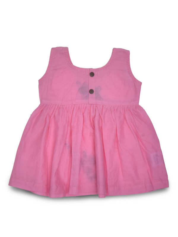 Pink Hand Embroidered Daisy Design Cotton Dress - Image 2