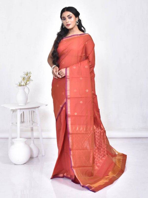 Brick Red Semi Silk Kanjeevaram Saree