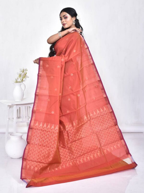 Brick Red Semi Silk Kanjeevaram Saree - Image 4