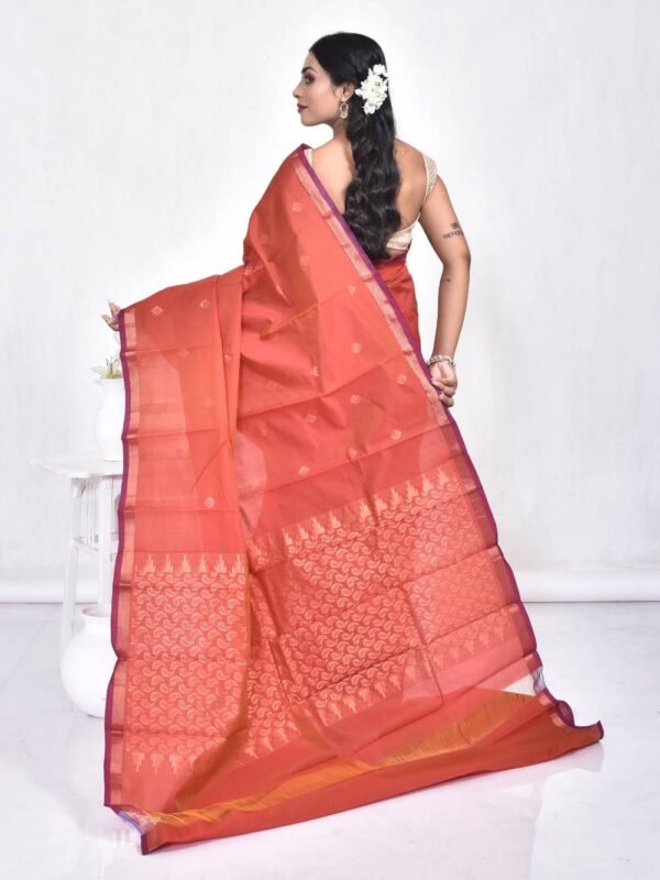 Brick Red Semi Silk Kanjeevaram Saree - Image 2