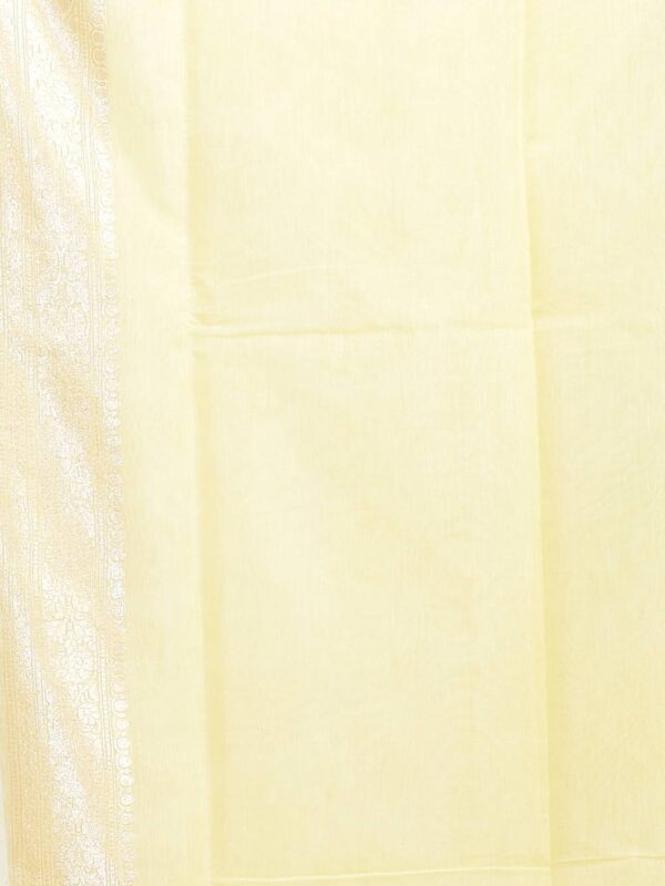 Yellow Zari Striped Banaras Organza Saree - Image 7