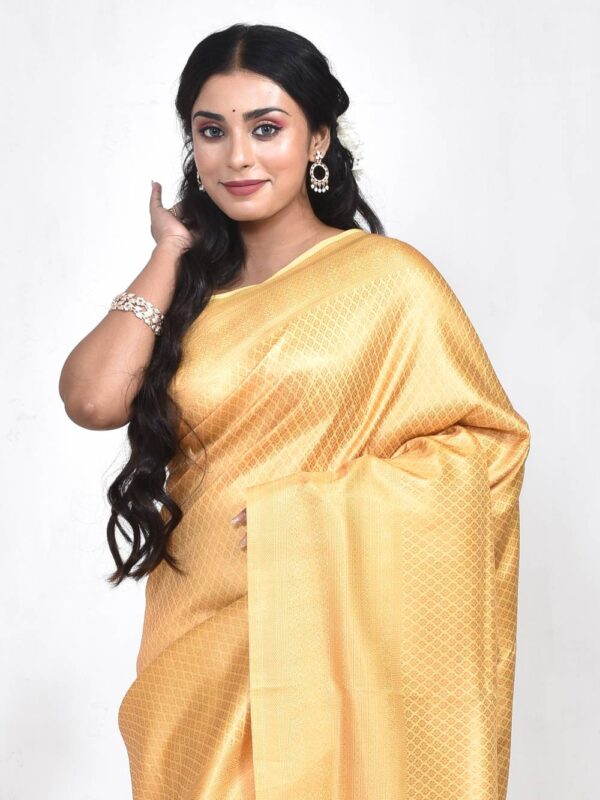 Golden Semi Silk Kanjeevaram Saree - Image 6