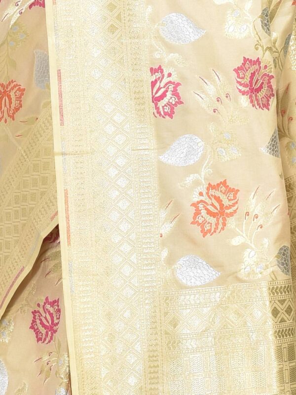Off White Banaras Tilfi Minakari Saree - Image 5