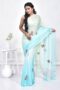 Sky Blue Chiffon Hand Embroidered Saree