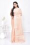 Peach Banaras Chanderi Cotton Saree