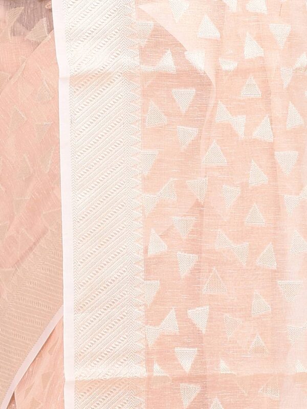 Peach Banaras Chanderi Cotton Saree - Image 5