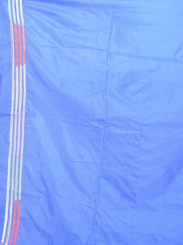 Blue Semi Silk Kantha Stitch Saree - Image 7