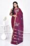 Maroon South Cotton Hand Embroidered Saree