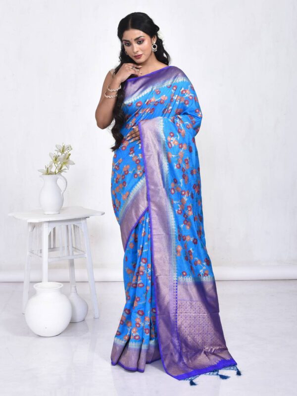 Royal Blue Banaras Tilfi Minakari Saree
