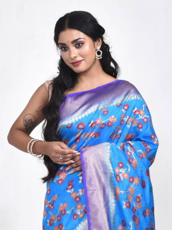 Royal Blue Banaras Tilfi Minakari Saree - Image 6