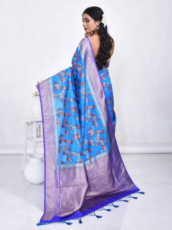 Royal Blue Banaras Tilfi Minakari Saree - Image 2
