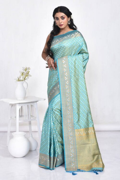 Sea Green Banarasi Jamewar Saree