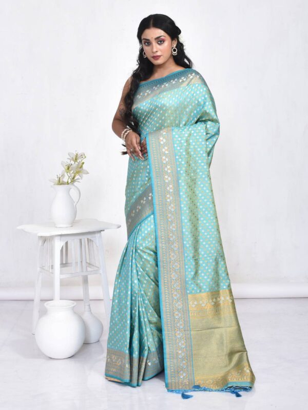 Sea Green Banarasi Jamewar Saree