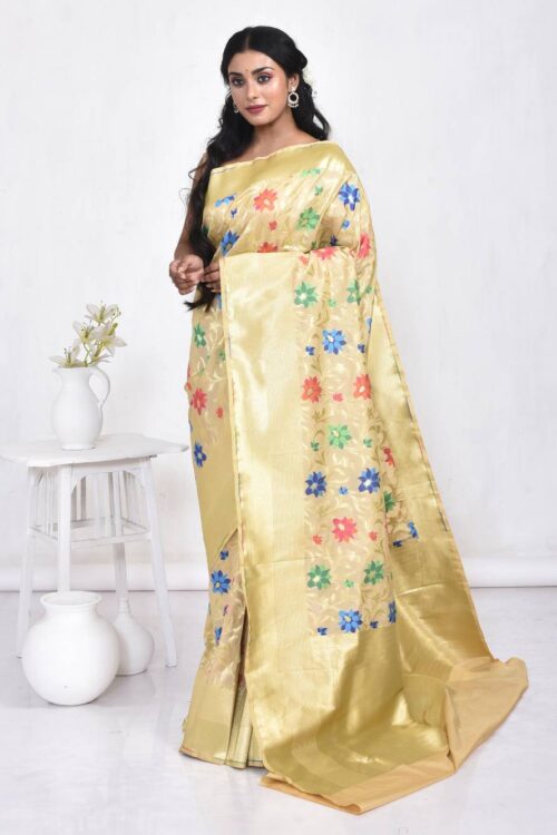 Golden Banaras Tilfi Minakari Saree