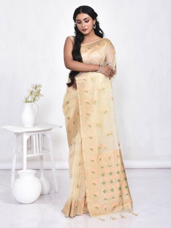 Off White Muslin Silk Saree