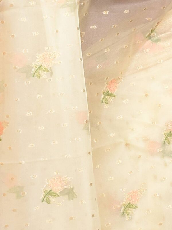 Off White Muslin Silk Saree - Image 5