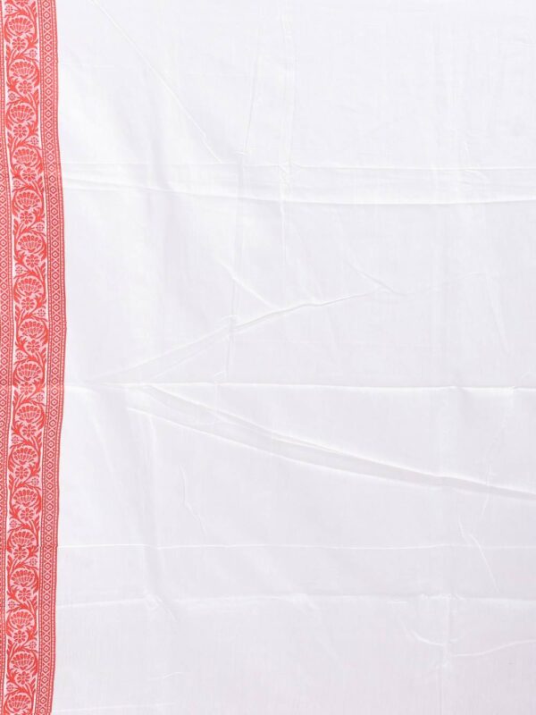 Red & White Linen Saree - Image 7