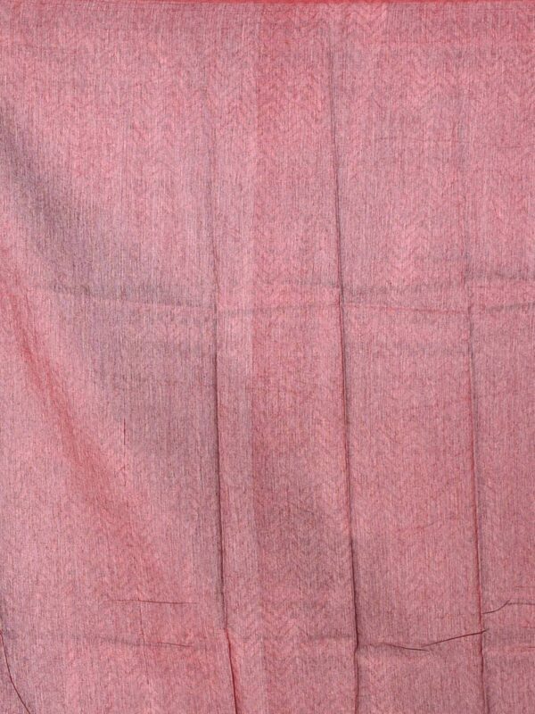 Red White Ikat Print Linen Saree - Image 7