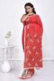 Red Cotton Embroidered Saree