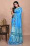Sky blue Linen Hand Embroidered Saree