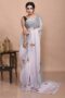 Grey Chiffon Hand Embroidered Saree