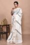 White Gujrati Work Hand Embroidered Chanderi Saree