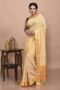 Yellow Chequered Linen Silk Saree