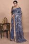 Grey Embroidered Linen Saree