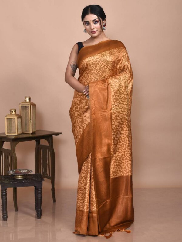 Brown Semi Silk Kanjeevaram Saree