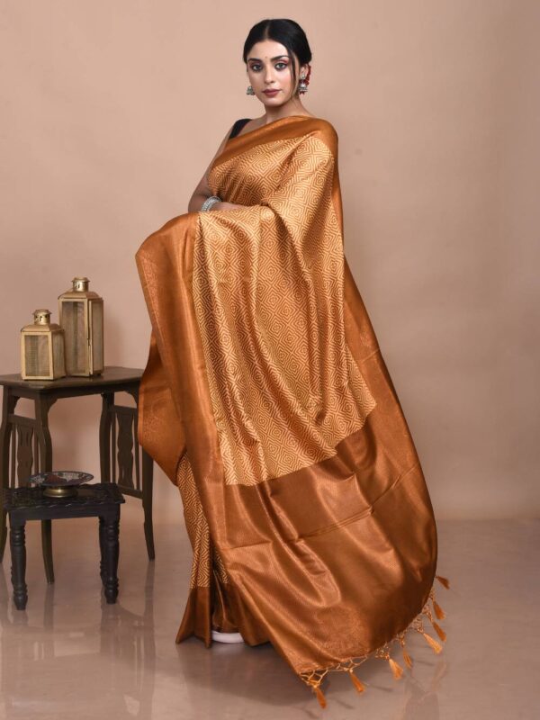 Brown Semi Silk Kanjeevaram Saree - Image 4