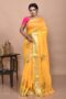 Yellow Hand Embroidered Chanderi Saree