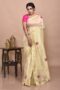 Golden Floral Hand Embroidered Chanderi Saree