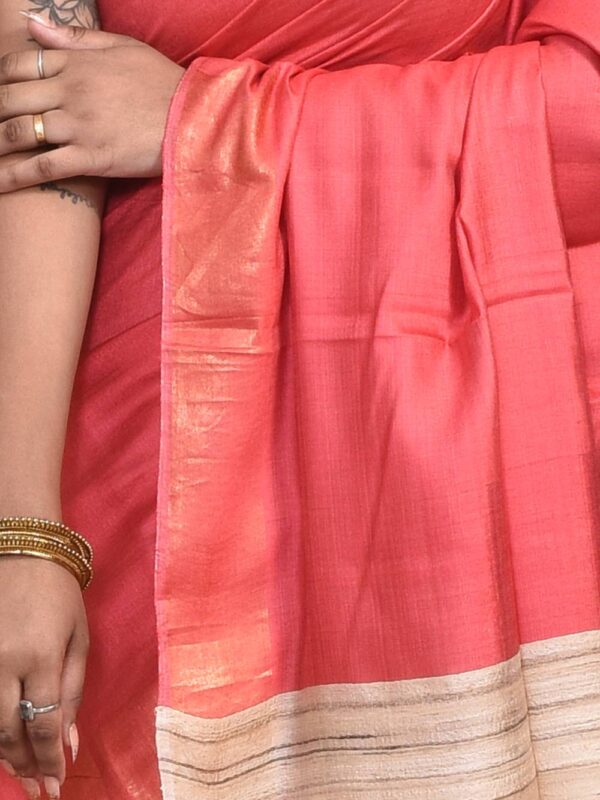 Peach Ghicha Silk Saree - Image 3