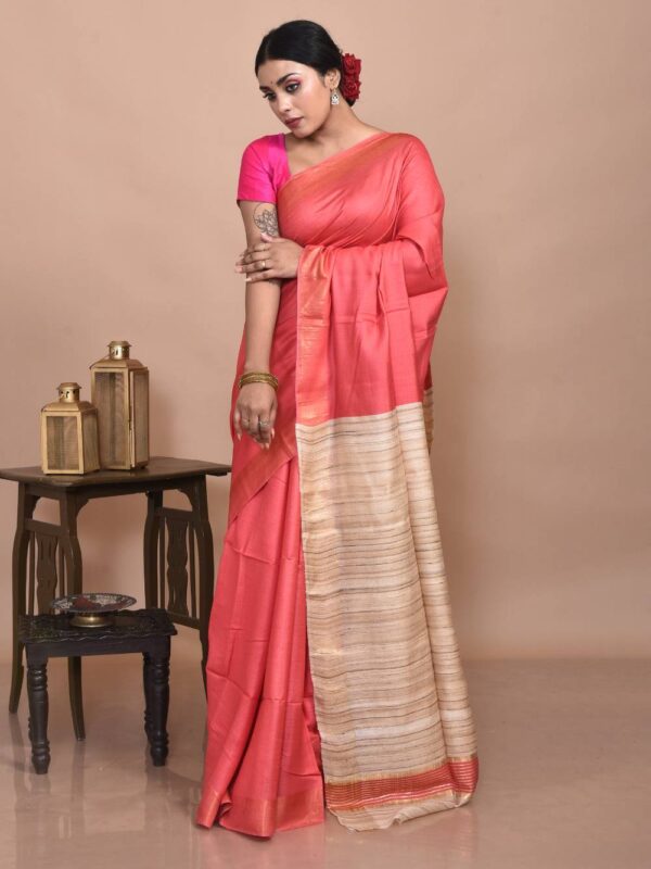 Peach Ghicha Silk Saree
